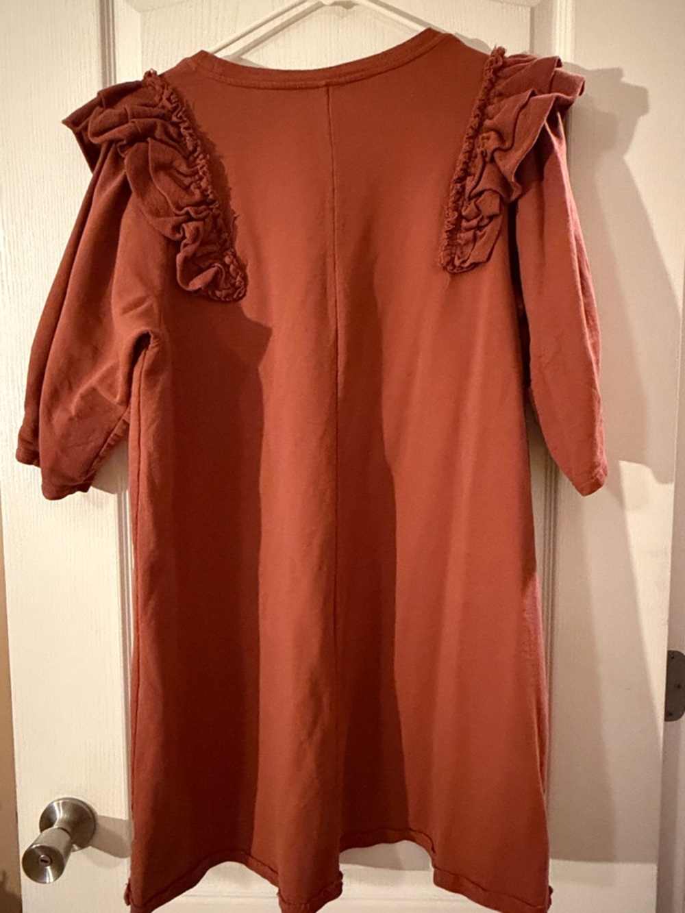 Umgee Ruffled Shoulder Tunic Dress - Rust - Picture 4 of 4